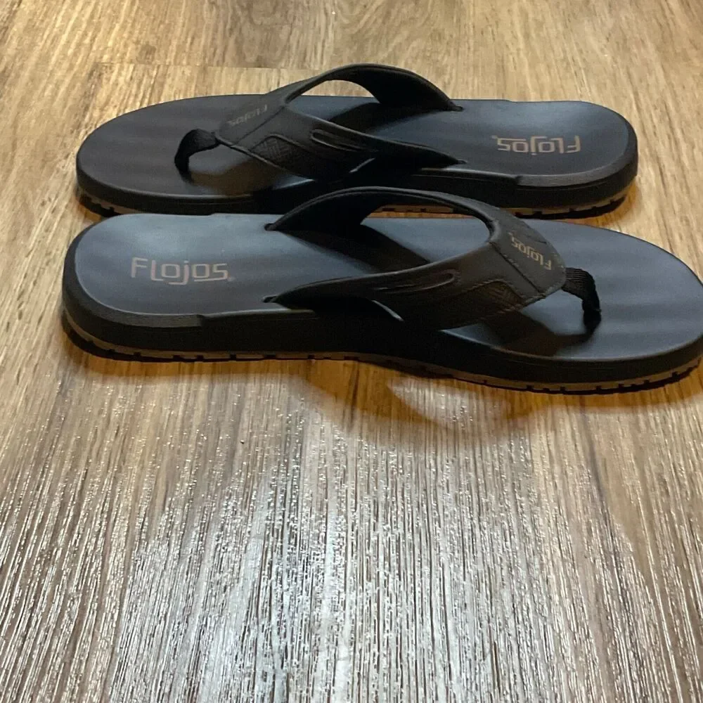 Flojos Sandals Flip Flops Mens Size 12 Black Summer‎ Beach Casual